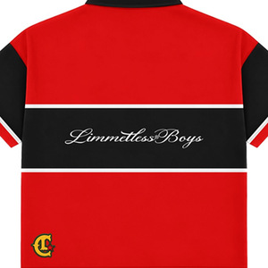 Limitedless Boys Men's <b>Red</b> Black Short Sleeve Turtleneck <b>Shirt</b> Contrast Trim Regular Fit Formal Front 100% Cotton Knitted Fabric - Product Image 5