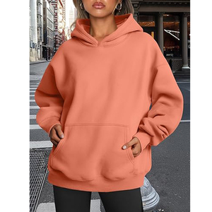 Oversized Hooded Fleece Sweatshirt 100% Cotton Solid Color Regular Sleeve Unisex Casual Winter Wear Letter Pattern <b>Pink</b> - Product Image 3
