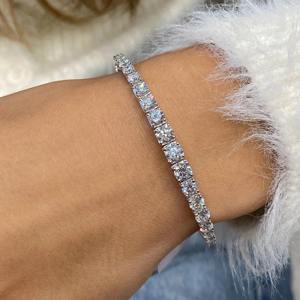 Elegant 14K White Gold Graduated Diamond Tennis <b>Bracelet</b> IGI Certified Minimalist 4.8CT E VVS2 Lab Created Diamond Anniversary - Product Image 2