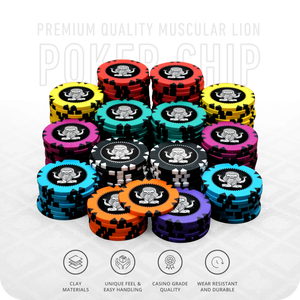 Muscular Lion 40mm 14g Clay Poker Chipset W/o Denomination 300/500 Pcs with <b>Tray</b> - Product Image 2