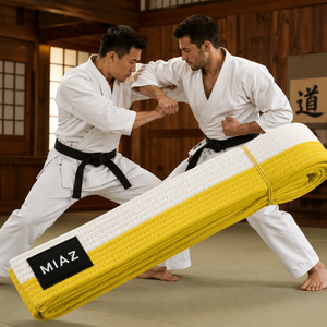 MIAZ Taekwondo Gi Uniform <b>White</b> with Black Belt Adults Unisex Durable Cotton Lightweight Breathable Quick Dry Martial Arts Wear - Product Image 2