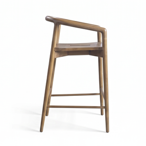 Taburete de bar de madera maciza con respaldo curvo, silla alta moderna, taburete nórdico para restaurante, cafetería, cocina, isla, muebles de lujo - Product Image 2