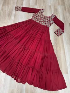 Vestido de Georgette Sintética con Lentejuelas y Bordados - Product Image 5