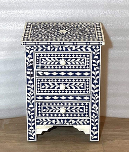 ILAHI's Eco-friendly Bone Inlay <b>Drawer</b> <b>Table</b> Agate Detailing Modern Design Three-layer Storage Portable Home Furniture Baptism - Product Image 5