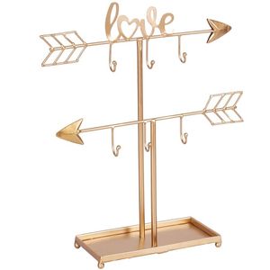 <b>Rose</b> <b>Gold</b> Metal Jewelry Stand Rectangle Shape Minimalist Design Tabletop Storage Trays For <b>Bedroom</b> Indoor Use - Product Image 3