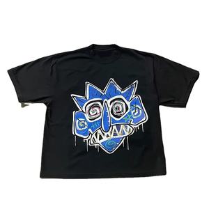 Custom Logo 300GSM Box Cut Tee T-Shirt Streetwear Heavyweight Cropped Top Graphic Cotton Oversized Boxy Fit Men Puff Printing - Product Image 2