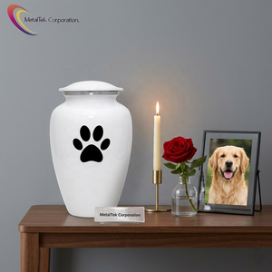 Custom Paw Print Pet Cremation Urn Aluminum Metal Memorial Ashes <b>Container</b> for Dogs Cat Funeral Keepsake <b>Small</b> Medium Large Urns - Product Image 2