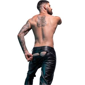 Pantalon dos nu pour homme noir, style fetish, sexy, pour club et soirée, coupe ajustée - Product Image 4