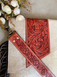 Hand Tooled Leather <b>Handbag</b> Real Cowhide Fur Leather Fringe Bag Carving Bohemian Bags Hot Selling Bags for Women - Product Image 3