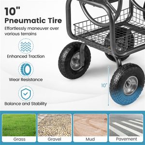 Carrello Avvolgitubo da Giardino Rinforzato con Ruote Pneumatiche da 10 Pollici, Grande Capacità 50ft/25ft, Cesto Portaoggetti e Raccordi in Ottone per Avvolgitubo da Giardino - Product Image 5