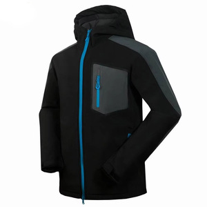Veste softshell à capuche pour homme, color block, doublée polaire, imperméable, coupe-vent, pour l'extérieur, rouge, noir, vert, personnalisable OEM - Product Image 5