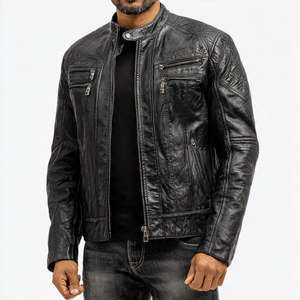แจ็คเก็ตหนังเทียมสไตล์ไบค์เกอร์สุดคลาสสิคสำหรับผู้ชายและผู้หญิง ทรงเข้ารูป - Product Image 6