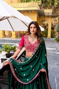 Dernière collection de Lehenga Choli traditionnels en soie, design élégant pour les occasions spéciales sur le tapis rouge - Product Image 5