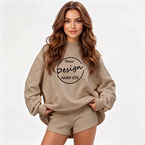 เสื้อสเวตเชิ้ตคอเต่าผู้หญิง ผ้าฝ้าย 100% เนื้อนุ่ม สไตล์สตรีทแวร์ ปักลายโลโก้ตามสั่ง ทรงโอเวอร์ไซส์ - Product Image 1