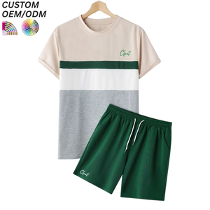 Ensemble de vêtements pour enfants garçons en 2 pièces personnalisé, 100% coton, t-shirt à imprimé animal, short, fabrication en gros OEM/ODM - Product Image 1