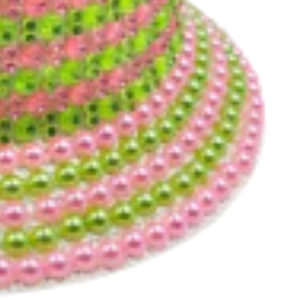 Sombrero de Pescador AKA Rosa y Verde con Perlas, Sombrero de Sol de Moda para Mujer, Decorativo con Pedrería, Informal y Moderno - Product Image 2