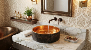 Vasque en cuivre foncé martelé, finition bronze antique, lavabo de salle de bain de luxe fait main, lavabo décoratif rustique en cuivre - Product Image 6