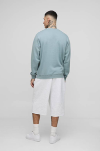 High Quality Embroidered Crewneck Hoodie Men's <b>Sweatshirt</b> Custom Logo 100% Cotton Winter Plain Dyed Fleece - Product Image 5