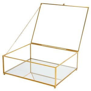 Handmade Glass <b>Box</b> with Dividers Brass Metal Frame Jewelry Storage Case Vintage Cosmetic Organizer Wedding Gift <b>Trinket</b> <b>Box</b> Case - Product Image 4