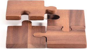Unique Puzzle Oak Wood Coasters Eco-Friendly Jigsaw <b>Square</b> Wood Cup Mat <b>Set</b> Housewarming Novelty Gift Bar Drinkware Accessories - Product Image 6
