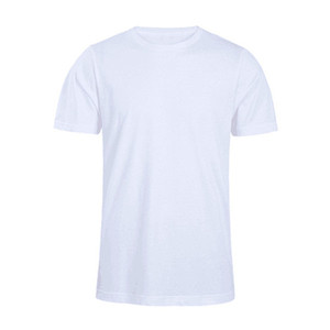 T-shirt décontracté pour homme en coton blanc à col rond et manches courtes, coupe classique, couleur unie, tricot jersey, teint uni - Product Image 1
