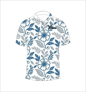 เสื้อโปโลพิมพ์ลายดอกไม้สีน้ำเงินสำหรับผู้ชาย แขนสั้น สวมใส่สบาย เหมาะสำหรับฤดูร้อน เล่นกอล์ฟ น้ำหนักเบา มีปก แฟชั่น - Product Image 1