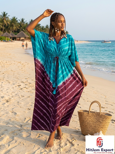 Women Printed <b>Kaftan</b> Dress Lightweight Comfortable <b>Beach</b> Wear Loose Fit Elegant Style Bulk Supply for Brands - Product Image 4