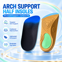 Semelles orthopédiques en EVA de 3/4 de longueur avec soutien de la voûte plantaire, amortissantes, pour chaussures de marche, de course et de sport pour hommes