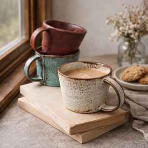 Taza de café hecha a mano con estampado, estilo japonés, sin asa, de cerámica, de Universal Overseas - Product Image 1