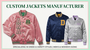 เสื้อแจ็คเก็ตบอมเบอร์ผ้าซาตินสีชมพูเขียวสำหรับชมรมนักศึกษาชาย HBCU พร้อมตัวอักษรกรีกแบบวาร์ซิตี้ กันลม คอปกตั้ง - Product Image 4