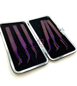 Nouvel ensemble de 6 pinces à cils durables en acier inoxydable avec pointe fine pour extensions de cils - Product Image 2