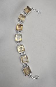 Pulsera con Dije de Citrino de Corte Cuadrado, Plata de Ley 925, Hecha a Mano, con Gema Natural, Joyería de Lujo para Mujer, Venta al Por Mayor - Product Image 4