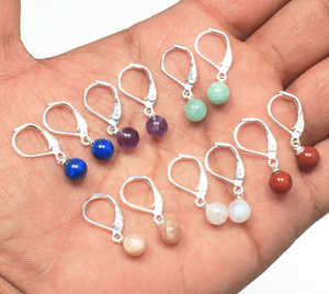 Pendientes de Piedras Preciosas Naturales Surtidas de 6 mm, Bonitos Pendientes Hechos a Mano con Baño de Plata para Fiesta, Joyería al por Mayor, Multicristales para Mujer, Mejor Precio - Product Image 4