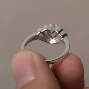 Natural Pink Morganite <b>Ring</b> Heart Cut Pink Gemstone <b>Ring</b> Sterling Silver Anniversary Romantic Gift Women - Product Image 2