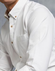 Camisa Casual Elegante para Hombre, Lisa, Fresca, con Botones, Corte Regular, Manga Larga, Algodón, Semi Formal - Product Image 3