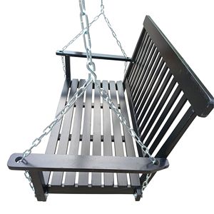 Banc balançoire en bois avec accoudoirs pour patio extérieur, jardin, cour, véranda ou porche avant, avec chaînes de suspension - Product Image 5