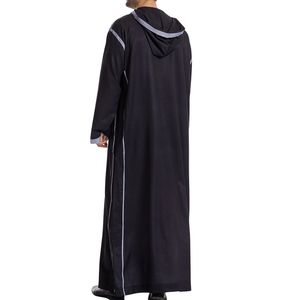 Charcoal Gray Diagonal Button <b>Thobe</b> Tailored Polyester Premium Finish Formal Islamic Celebration Elegant Modern Look <b>Men</b> Thobes - Product Image 2