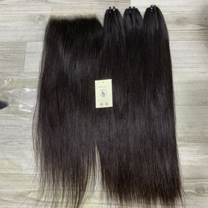 Extensions de Cheveux Humains Frontaux en Dentelle Transparente 13x6 Double Os Raides Non Transformés Paquets d'extensions de Trame - Product Image 5