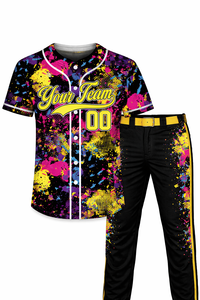 Camiseta de Béisbol Personalizada para Hombre con Logotipo, Diseño Vibrante con Salpicaduras de Pintura, Uniforme con Nombre y Número, Tallas Grandes, Suministro OEM - Product Image 3