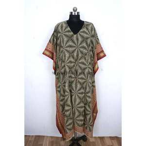 Nuevo Kaftán Indio Bagru con Estampado a Mano, Vestido de Verano, Kimono, Vestido Holgado para Vacaciones, Ropa de Mujer - Product Image 1