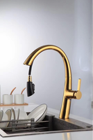 Robinet thermostatique monocommande moderne en laiton brossé avec douchette extractible pour salle de bain d'hôtel ou évier de cuisine