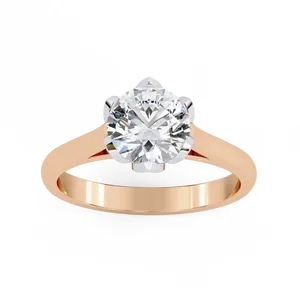 Bague solitaire moderne minimaliste en or personnalisé avec diamant de laboratoire rond brillant de 1,5 carat, sertie sur quatre griffes à tige fendue, pour fiançailles - Product Image 6