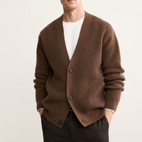 Suéter Cárdigan de Hombre de Alta Densidad, 100% Algodón, Tejido Transpirable, Cálido para Invierno, Personalizable, de Alta Calidad, Manga Larga, Color Sólido