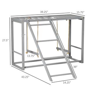 Accessorio per Pollaio in Legno Grigio con Set Altalena, Attività Ludiche, Posatoi e Scala per 3-4 Uccelli - Product Image 2