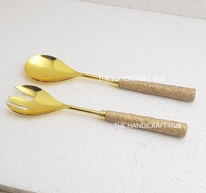 Wholesale Premium Quality Eco-Friendly Dishwasher <b>Safe</b> Stainless Steel Salad Server Set 2 Transparent Resin Handles India New - Product Image 6