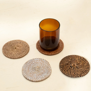 Ensemble de tapis en rotin pur fait main, design classique et unique, sous-verres pour le rangement des accessoires à thé - Product Image 5