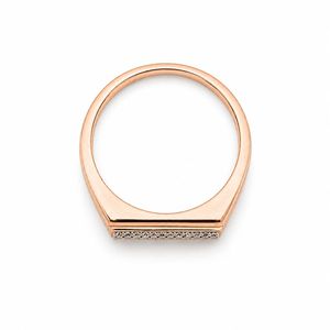 Mens 14KT rose Gold Rectangular Micro Pave Cubic Zirconia Signet <b>Ring</b> Polished Minimalist <b>Statement</b> Wedding Party Gift - Product Image 4