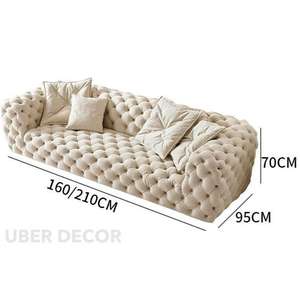 Turku <b>Cream</b> Wind Cloth Luxury King-Size Minimalist Lounge Couch for Bedroom & Living Room Modern <b>Sofa</b> - Product Image 1