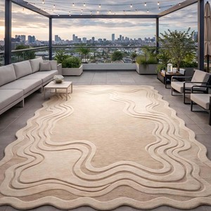 Modern Abstract Area Rug Hand Tufted Large Living Room Carpet Neutral <b>Floor</b> Rug Soft Plush Bedroom Home Decor Stylish Carpet - Product Image 2