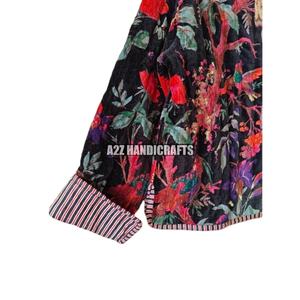 Handmade <b>Women's</b> <b>Velvet</b> Short Jacket Sweet Style Front Pocket Quick Dry Reversible Breathable Cotton Anti-Wrinkle Printed - Product Image 5